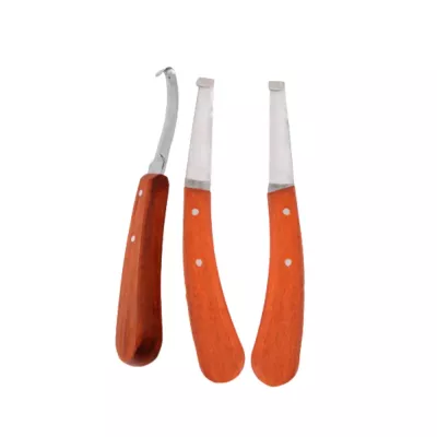 Stainless Steel Hoof Trimming Knife with Wood Handle for Horse Care Veterinary