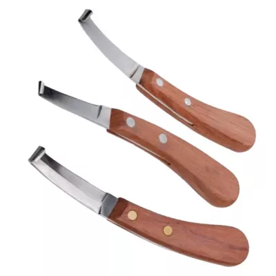 Stainless Steel Hoof Trimming Knife with Wooden Handle Professional Farrier Equipment