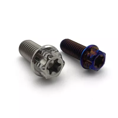 Tornillos de titanio Venta al por mayor Tapones de oxidación anódica personalizados Grado 5 M8 M10 M18 Tornillo de cabeza hueca de estrella Moto Tornillo de titanio M3