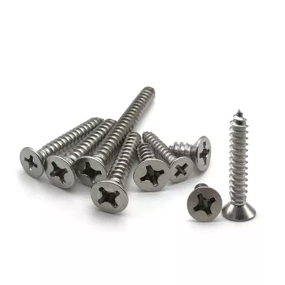 Tornillo de madera de acero inoxidable M2.9, cabeza plana avellanada, autorroscante