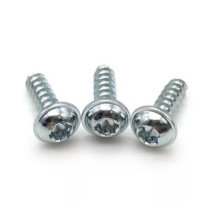 Cabezal de arandela de sartén redonda de acero y Zinc, rosca torx autorroscante PT, tornillos para plástico