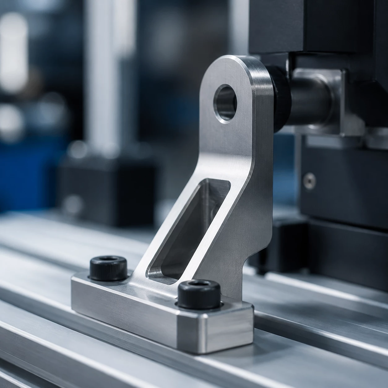 Machined bracket in an industrial fixture
