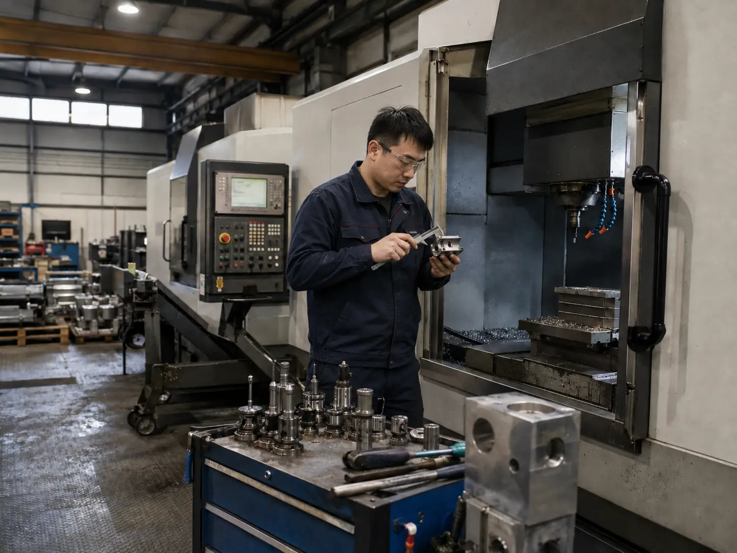 CNC machining and dimensional checks on metal components