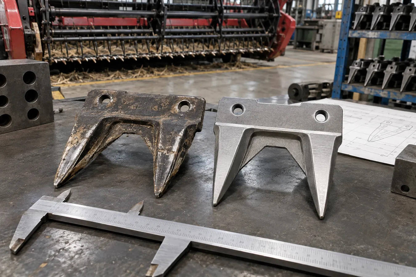 Combine harvester cutting equipment and metal parts