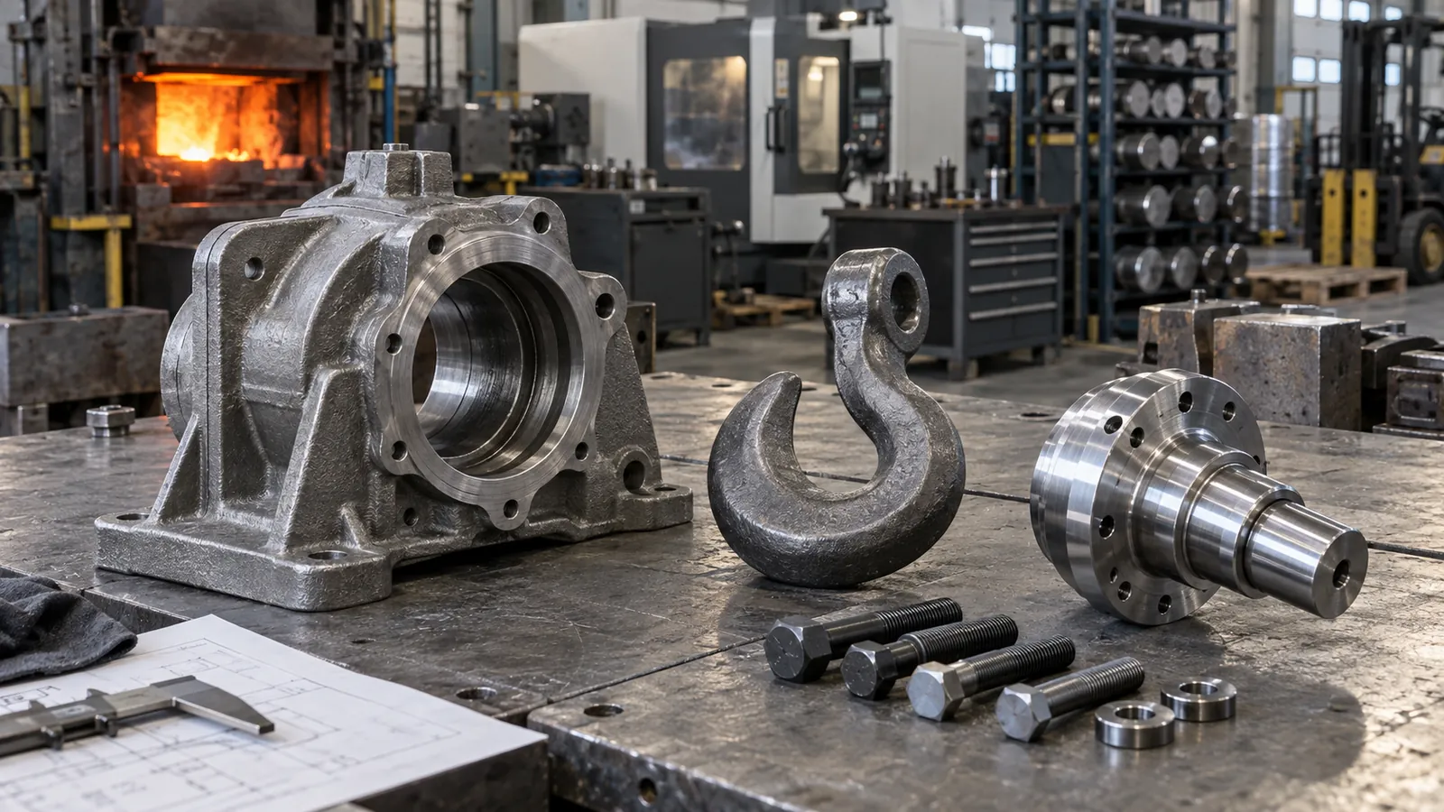 Metal machine components and workshop equipment