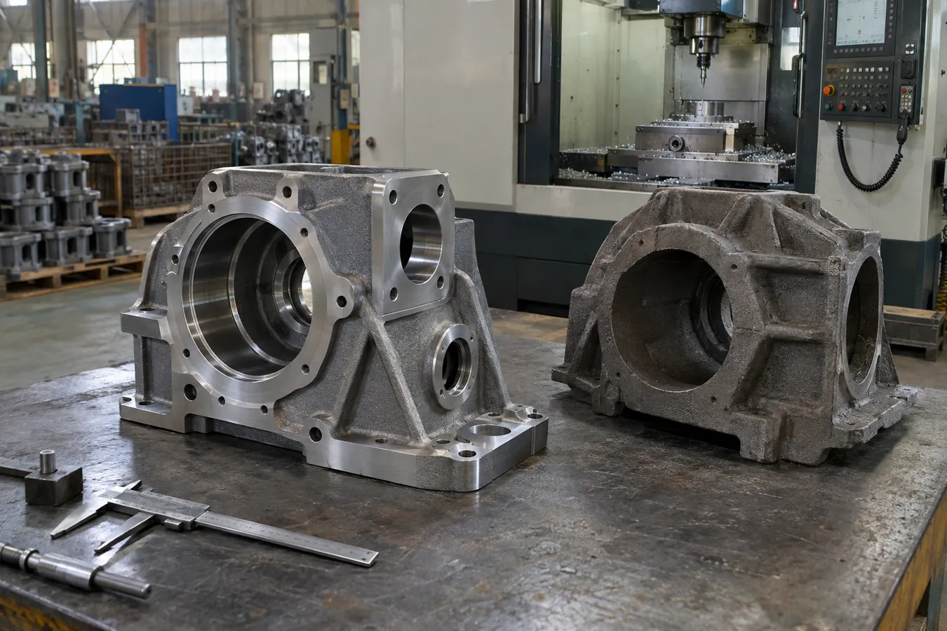 Metal machine components and workshop equipment
