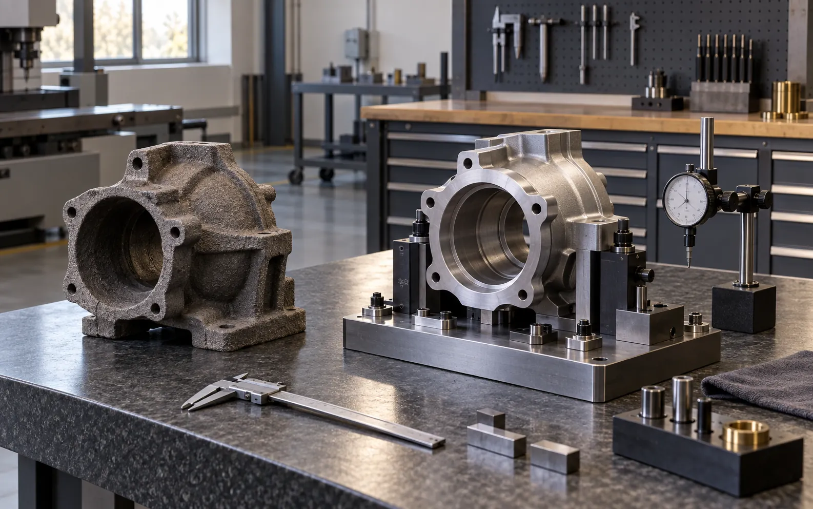 Metal machine components and workshop equipment