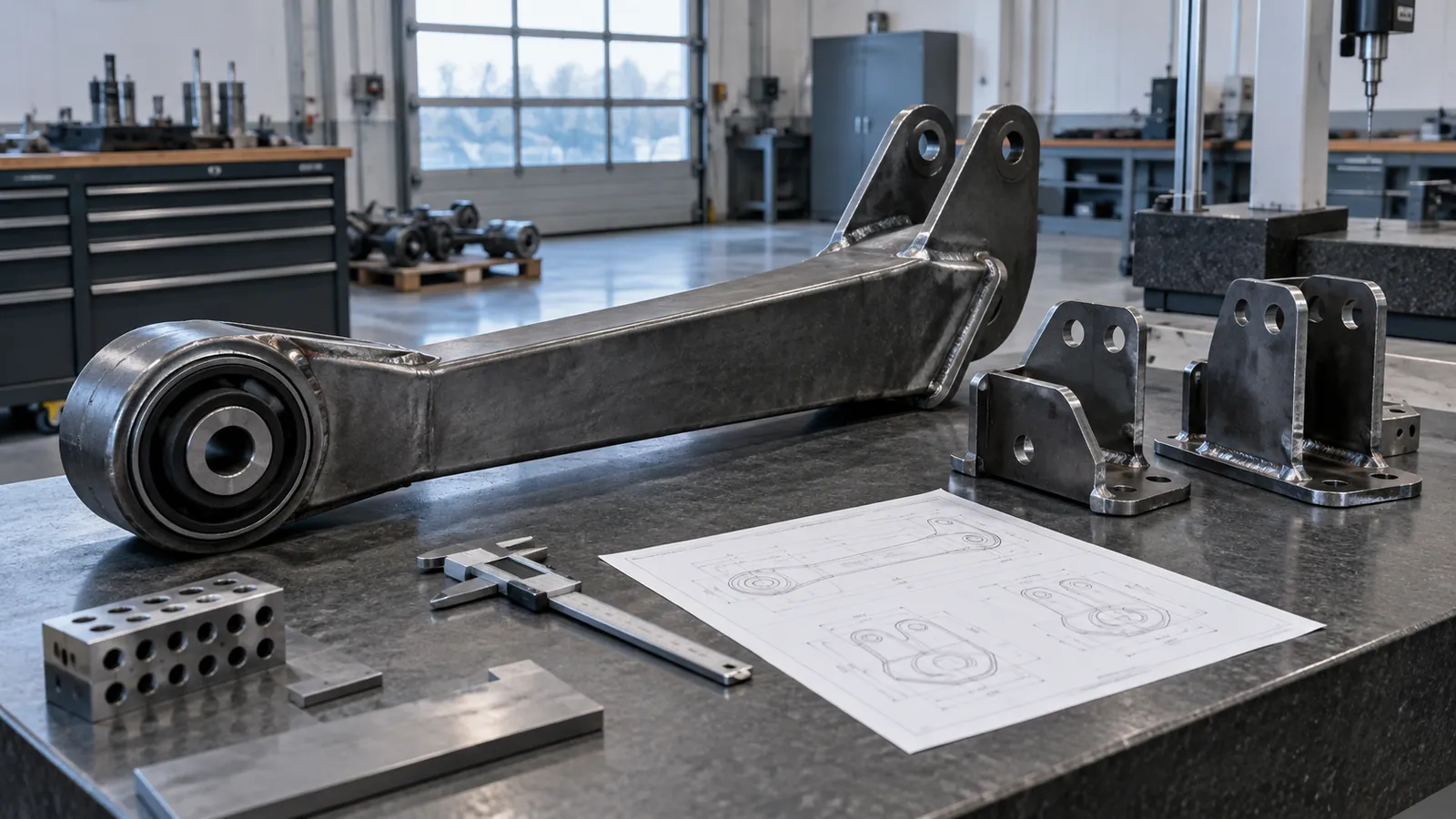 Metal machine components and workshop equipment