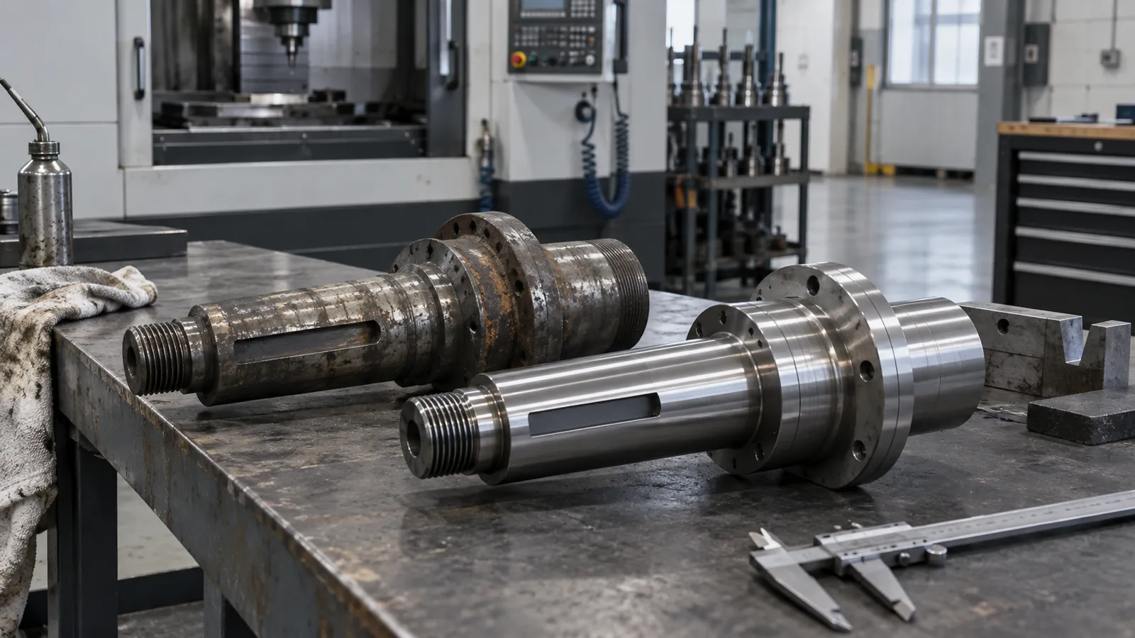Metal machine components and workshop equipment