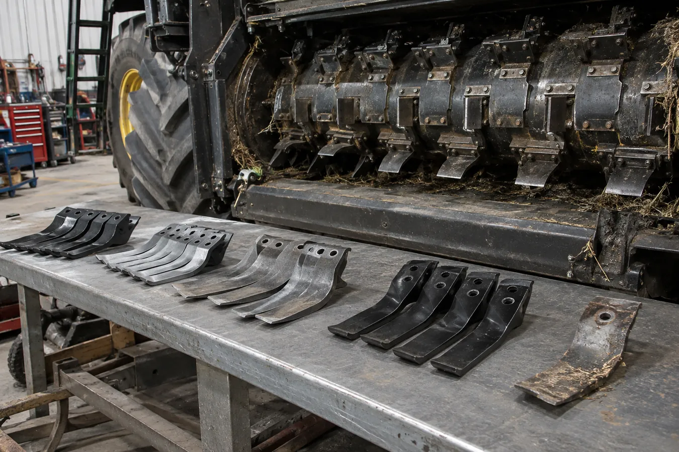 Combine harvester cutting equipment and metal parts
