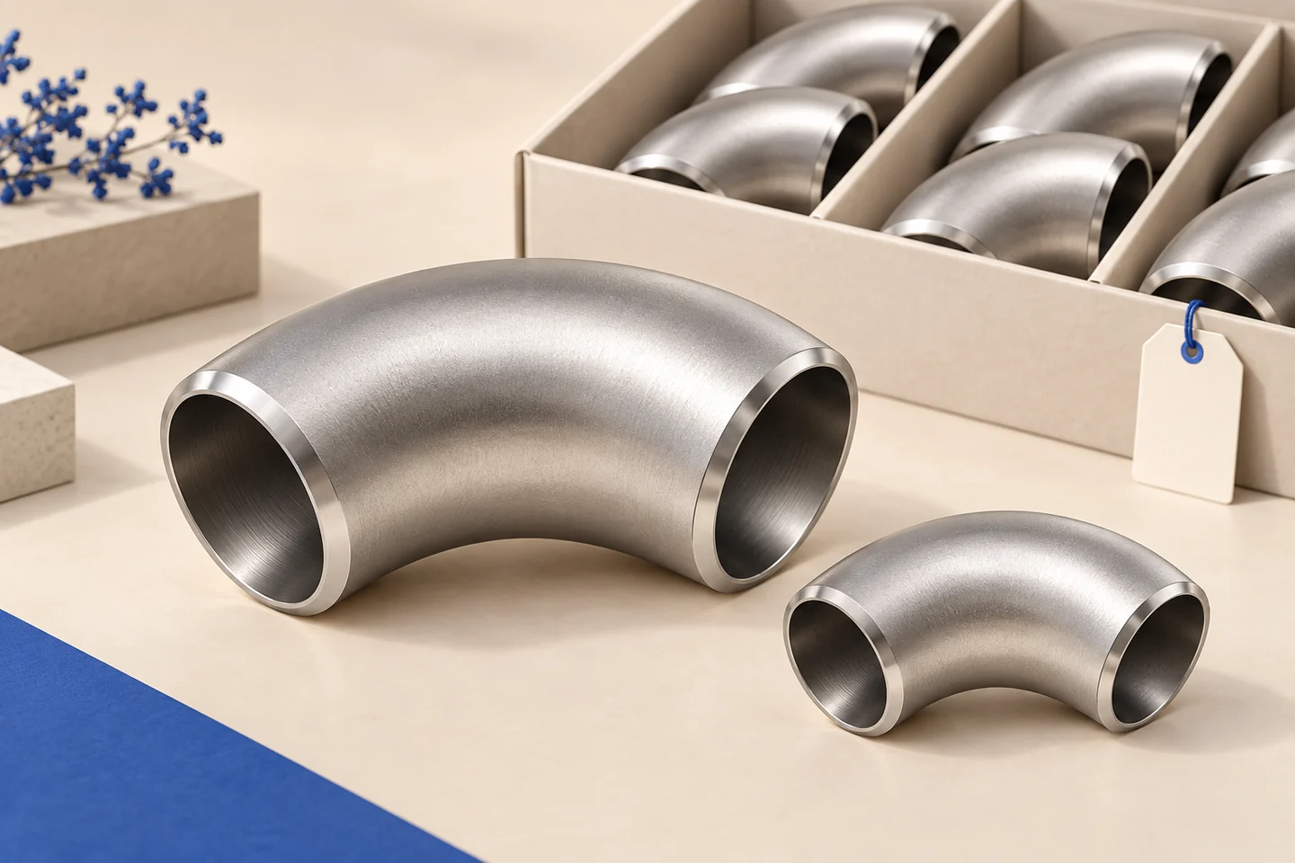 Stainless Steel Elbows for Chemical Pipework — illustrated delivery and identification concept