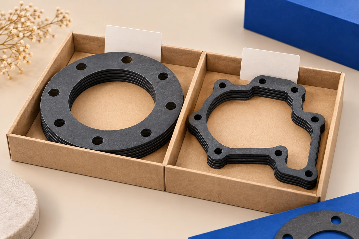 Custom Gaskets for Chemical Equipment — illustrated delivery and identification concept