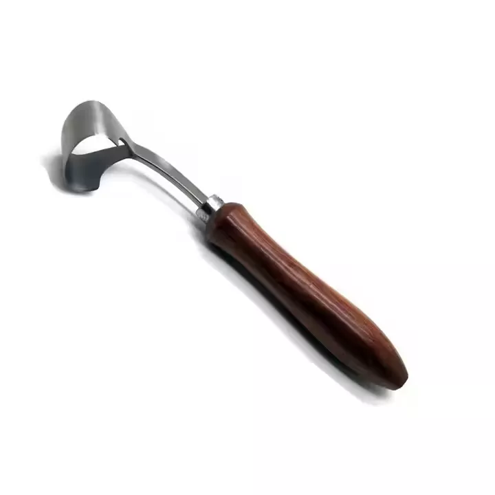 Stainless Steel Manual Hoof Trimming Knife Equine Care Tool with Wooden Handle