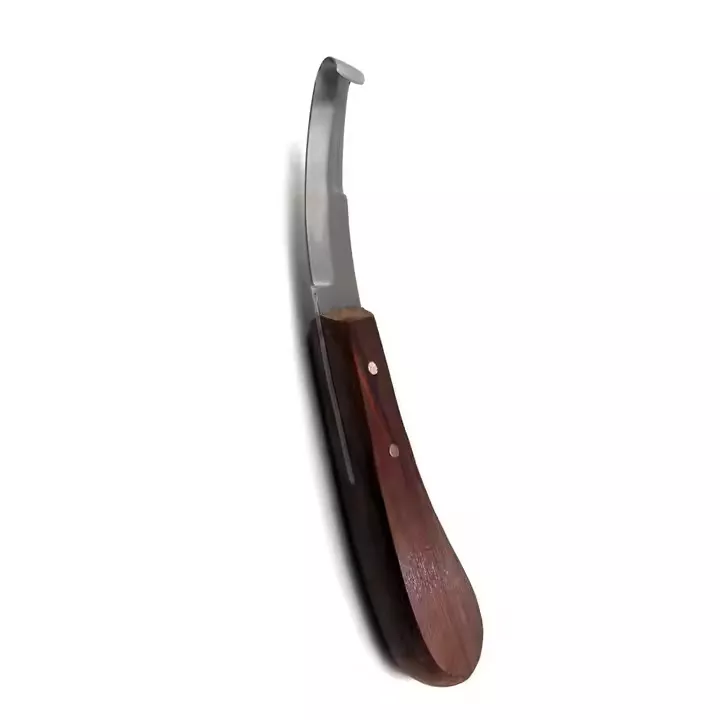Stainless Steel Manual Hoof Trimming Knife Equine Care Tool with Wooden Handle
