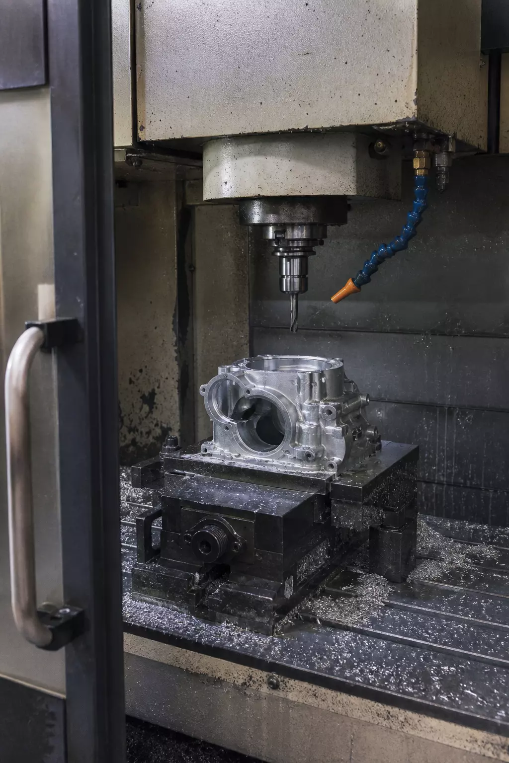 CNC machining an aluminum industrial housing at RELIA