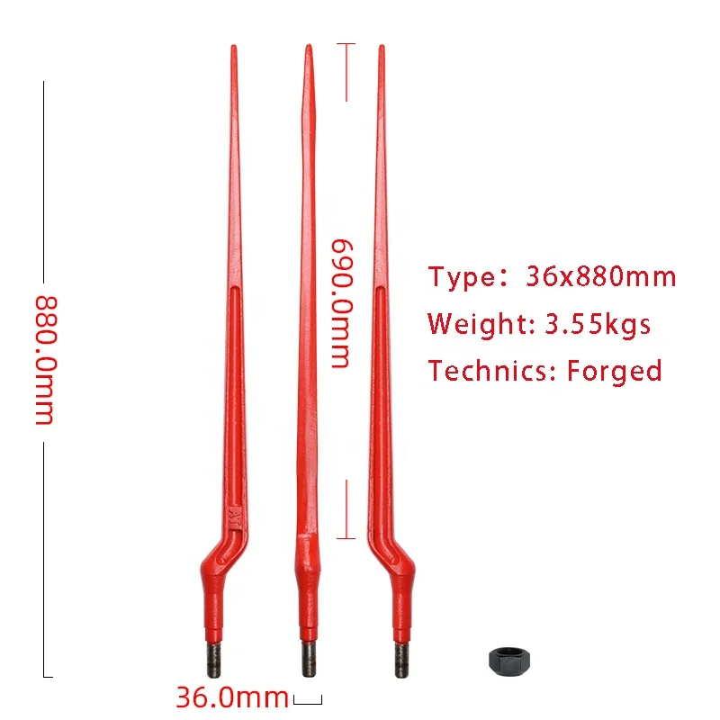 Z Style Hay Spear Tine Loader Replacement Parts Bale Spear Cranked Tines 36*880 for Tractor Loader Tine Bale Fork