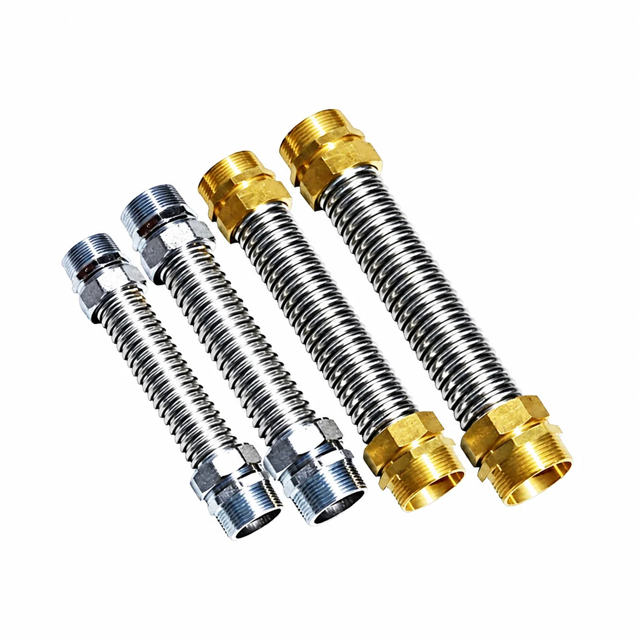 Stainless Steel Corrugated Flexible Hose with Brass Fitting, Air Conditioner Fan Coil Connection Hose