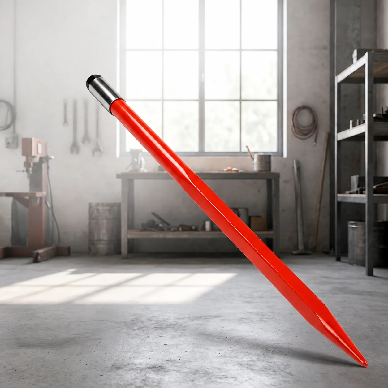 Forged 60Si2Mn Steel 4500 Lbs 49 Inch Hay Bale Spear for Skid Steer SSQA Universal Tractor Loader Bale Spike Tine