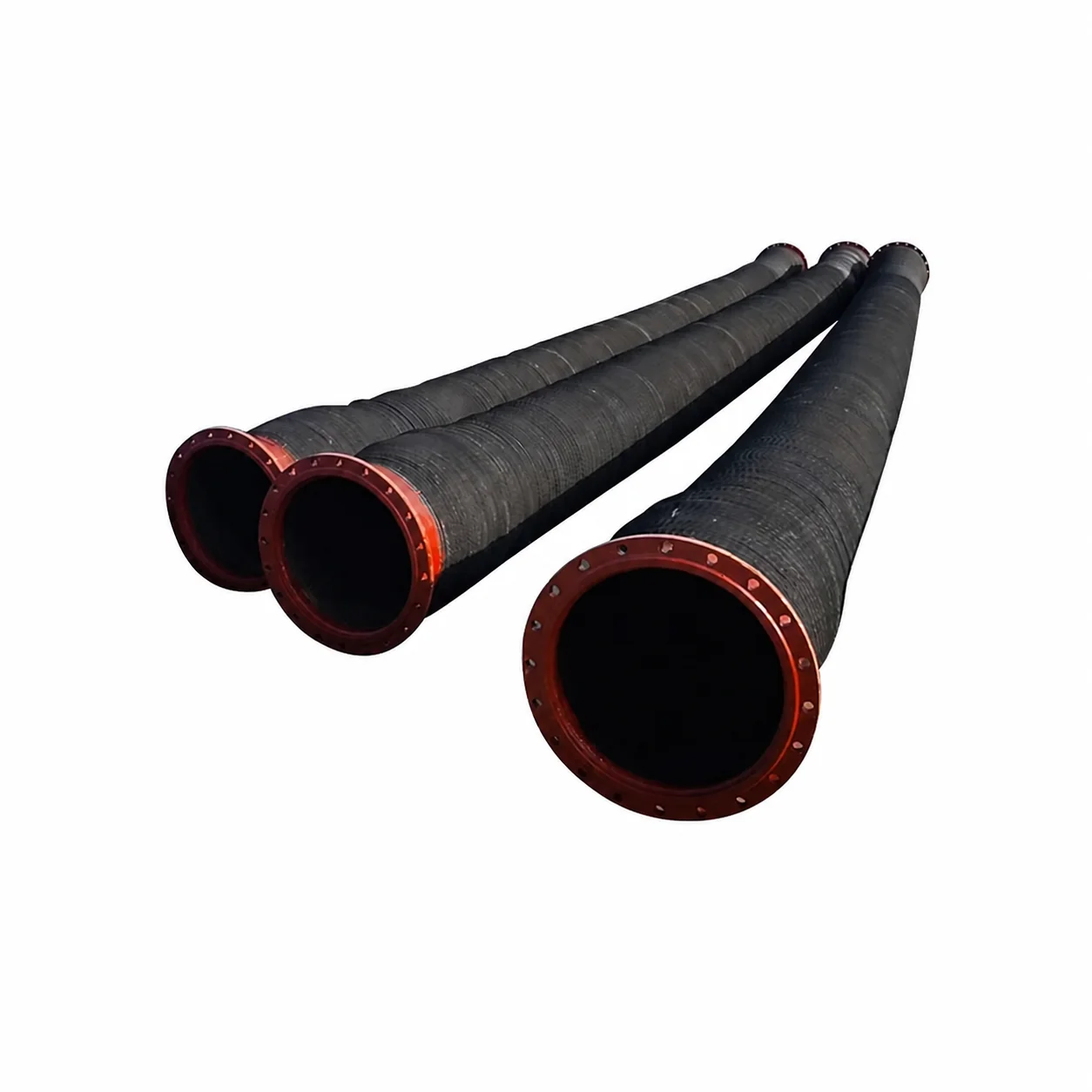 Floating Flexible Dredging Engineering Suction and Discharge Steel Wire Braided Rubber Hoses with Flange and Cutting Service