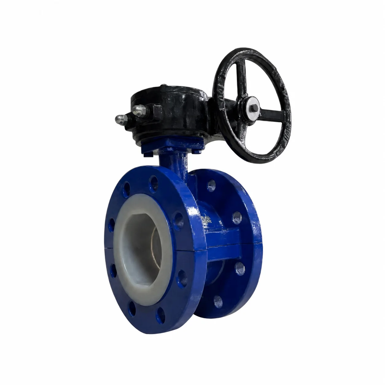 Gear Box Cast Iron Double Flange Disc PTFE Lined butterfly Valve
