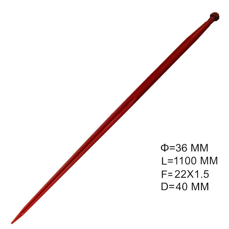 Hay Spear Rake Tine Loader Tine With Nut Diameter 36mm Length 1100mm Hay Baler Parts Bale Spear for Tractor and Universal Loader