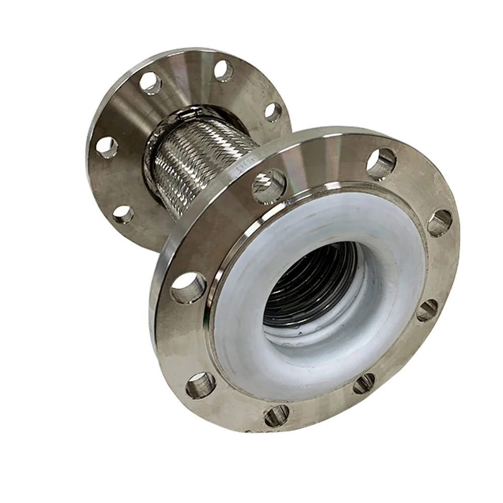 Acid Resistant Connectors Flange Type Steam Flexible Metal PTFE Lined Stainless Steel Braided Hose