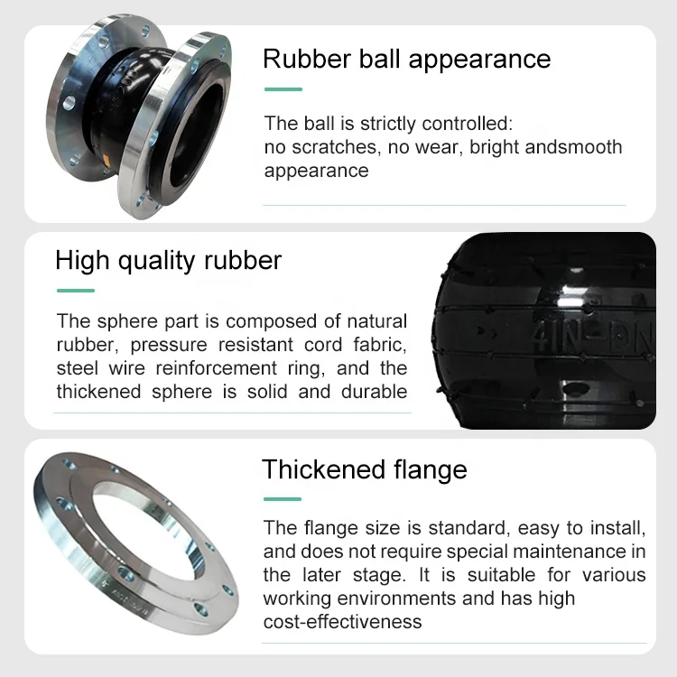 Runtaida Flexible Bellow Anti-vibration Stainless Steel Flange Single Ball Rubber Joint