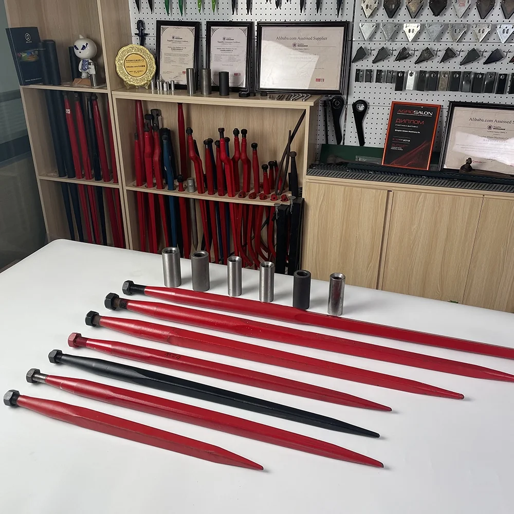 High Quality Heavy Duty Straight Tine 1000mm 1100mm 1400mm Tractor Front Loader Tines Forged Tine Hay Bale Spear