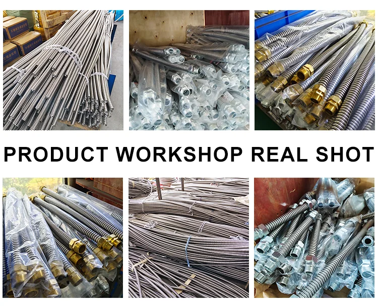 Stainless Steel Corrugated Flexible Hose with Brass Fitting, Air Conditioner Fan Coil Connection Hose