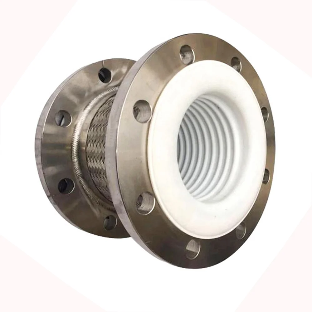 Resistant Strong Acid Alkali Flexible Expansion Joint Stainless Steel Braided Flange PTFE Metal Hose