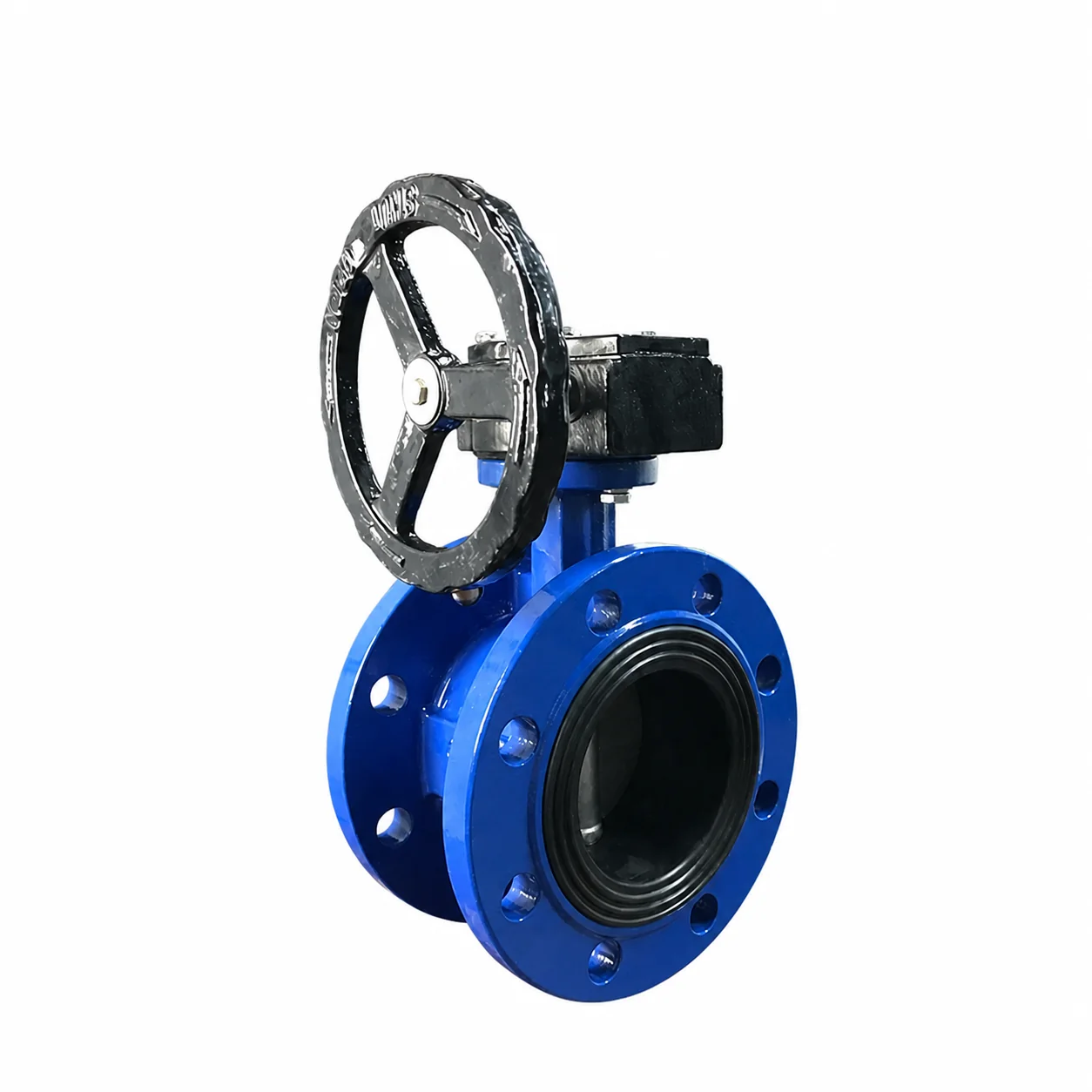 DN150 Double Flange Disc Connected Ductile Iron Rubber Lined butterfly Valve