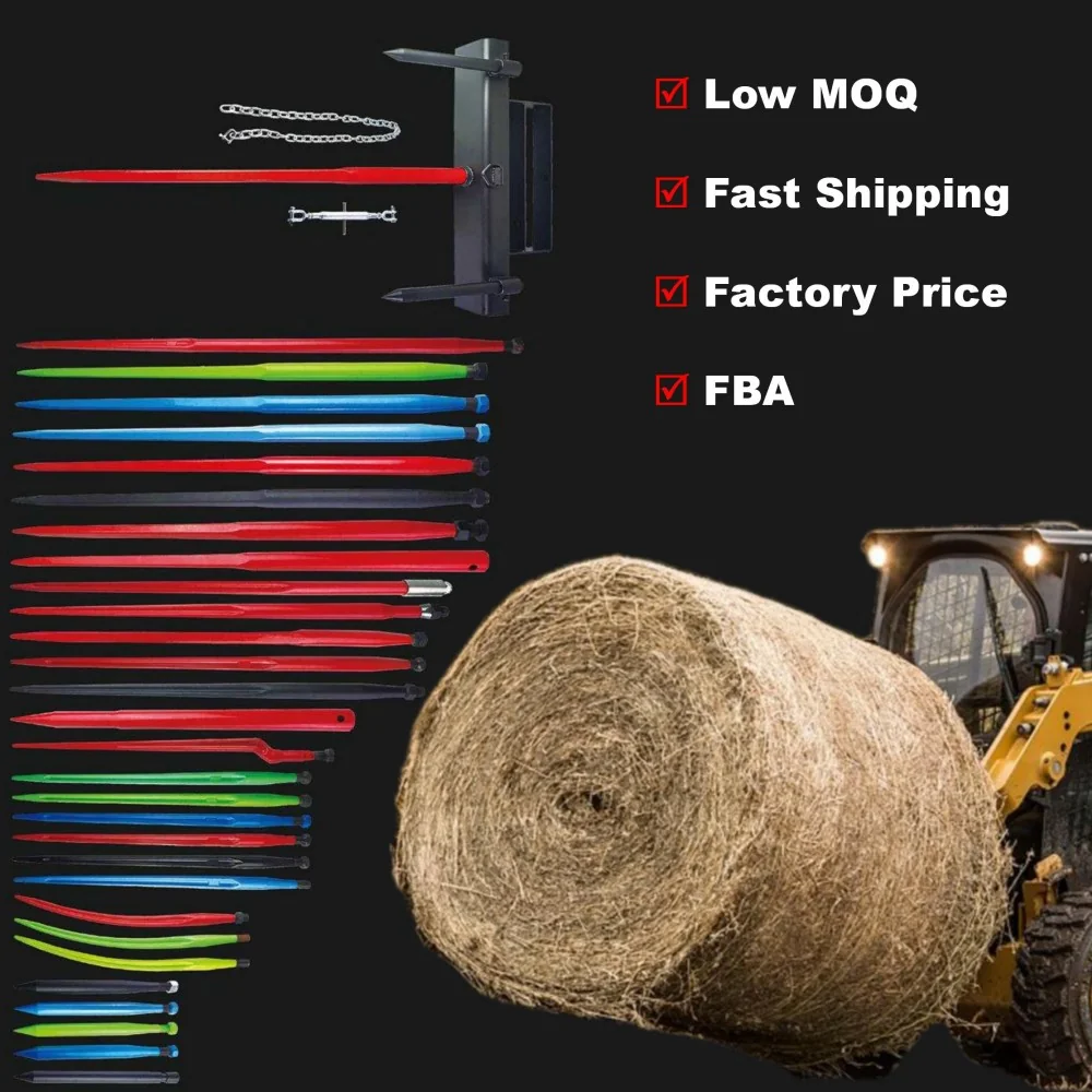 Fast Delivery Customization Straight Curved and Cranked Loader Prong Forged Steel Silage Hay Spear for Farms Pastures