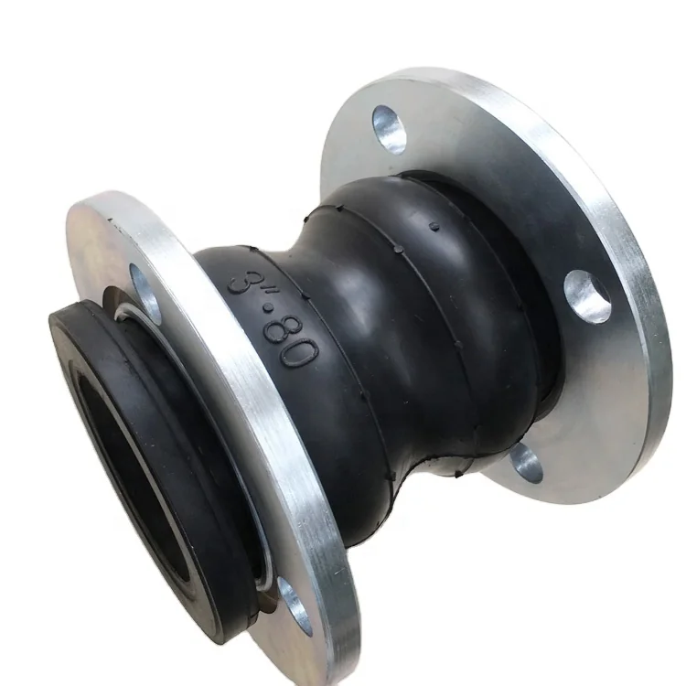 Bellow Double Sphere Flexible Connector Coupling EPDM Rubber Expansion Joint With Flange