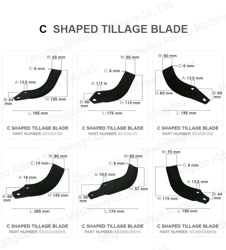 Wholesale Sale Agriculture Rotavator Blade Parts C Type Blade for Rotary Tiller Parts and Agricultural Equipment Parts