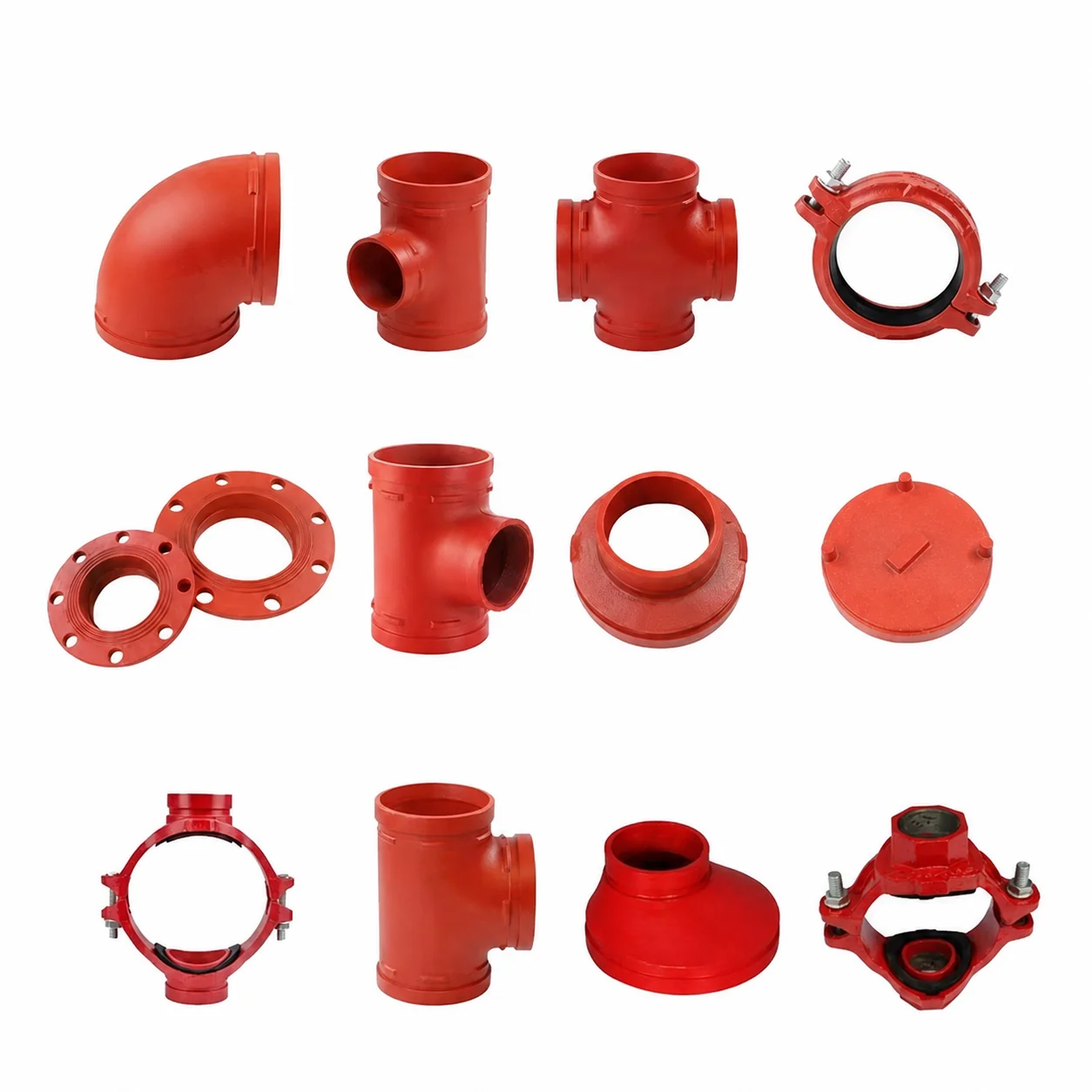 Pipe Fire Fighting Grooved Rigid Flexible CouplingsTee Elbow Cross Flange Grooved Fittings