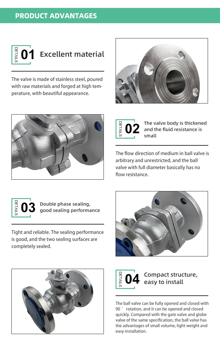 Ss 304 316 Stainless Steel Manual Water OEM Flanged End Ball Valve for Control Applications