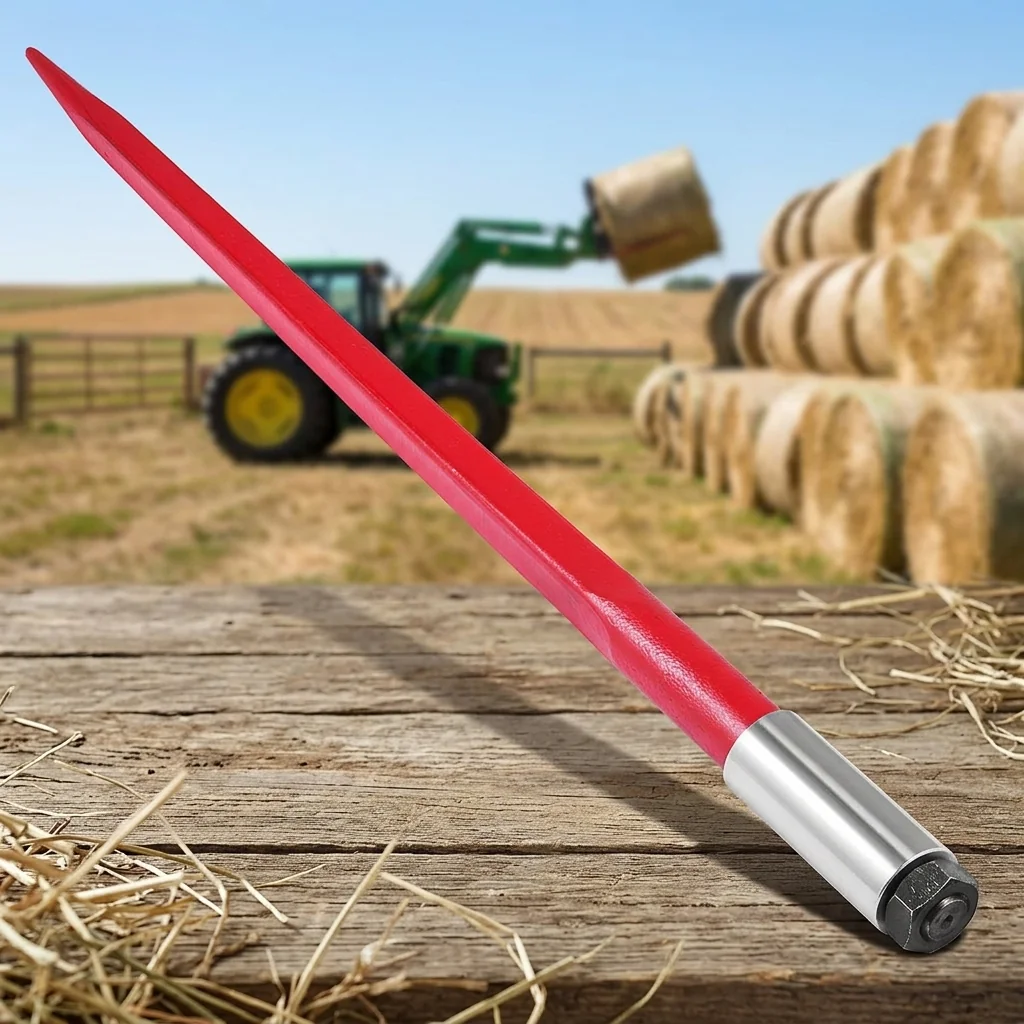 Universal Hay Spear Attachment 4500 Lbs Capacity Dual Compatible with SSQA & Tractor Loader FEL Bobcat John Deere