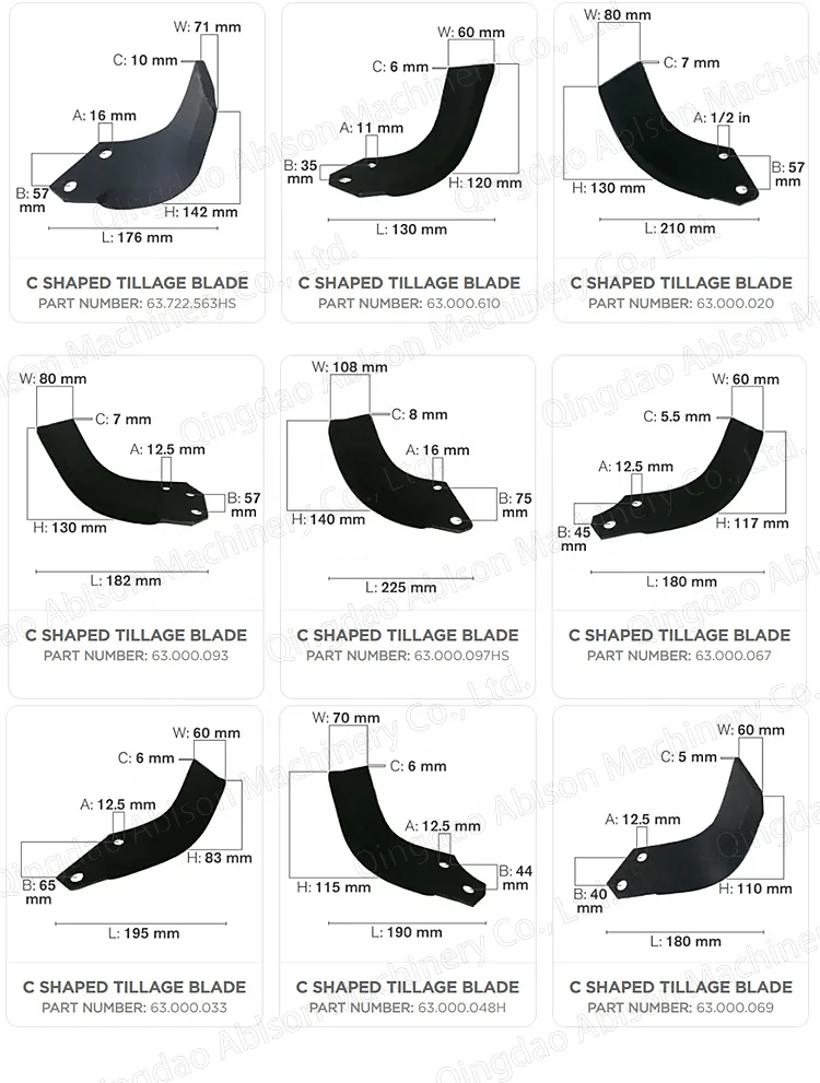 Wholesale Sale Agriculture Rotavator Blade Parts C Type Blade for Rotary Tiller Parts and Agricultural Equipment Parts