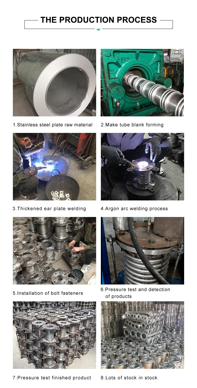 Large Diameter Pipe Telescopic Axial Stainless Steel Flange Tie Rods Compensator Metallic Bellows Expansion Joints